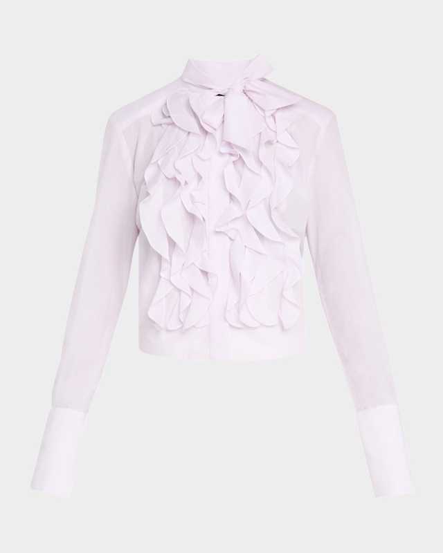Patti Crinkled Silk Cotton Voile Blous